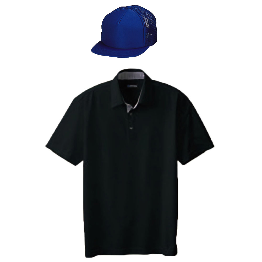 ブラック+帽子(ロイヤルブルー)