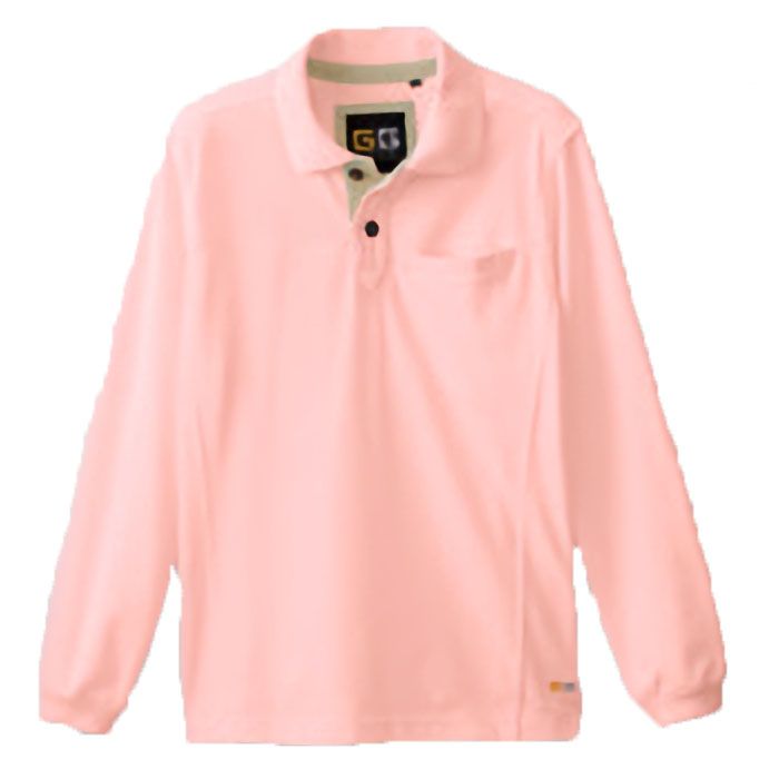 G.GROUND 6.9oz ヘビーウエイト長袖鹿の子ポロシャツ(消臭テープ) M～3L (ピンク)
