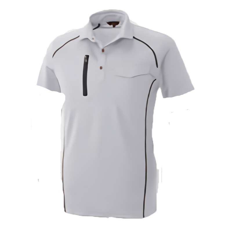 強肩 半袖刺し子ポロシャツ(両肩刺し子補強・脇消臭) 4Lサイズ (シルバーグレー)