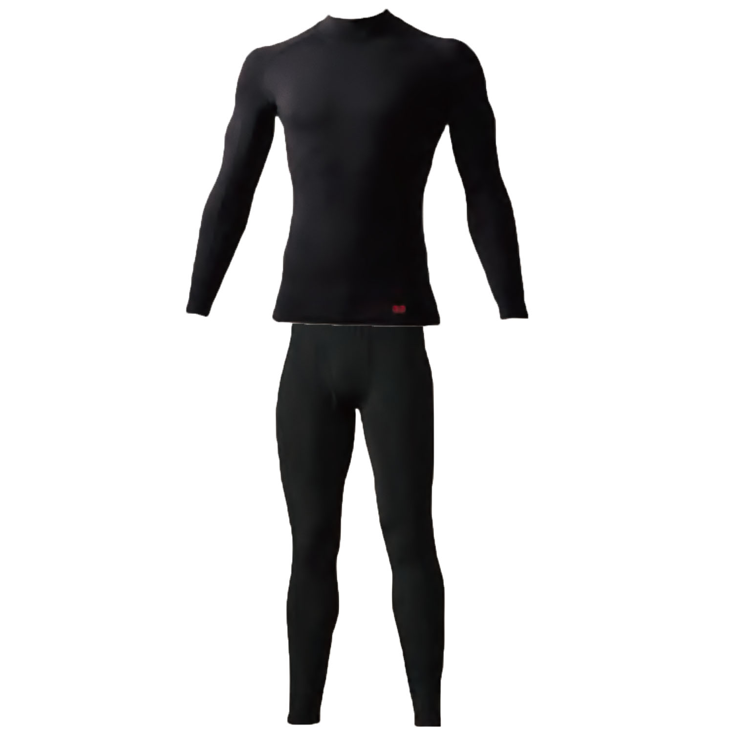 G.GROUND 5.0oz 遠赤サポートウェア上下 ハイネックシャツ+タイツ S～LLサイズ (上下ブラック)