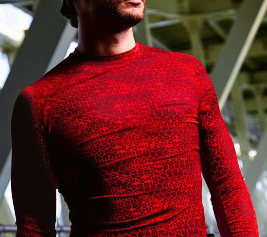 G.GROUND クールダウン(メッシュ)長袖サポートクルーネックシャツ スクエアレッド