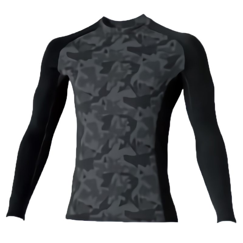 G.GROUND ドライ+デオドラント 裏起毛長袖サポートクルーネックシャツ (カモフラグレー)