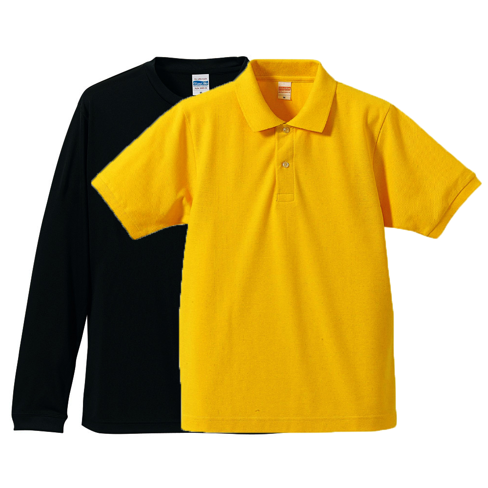 ユナイテッドアスレ ドライシルキータッチ長袖tシャツ 半袖ポロシャツ カナリアイエロー 重ね着コーデ Inner ネイビー Outer カナリアイエロー スポーツファッション通販 東京パワーステーションasap