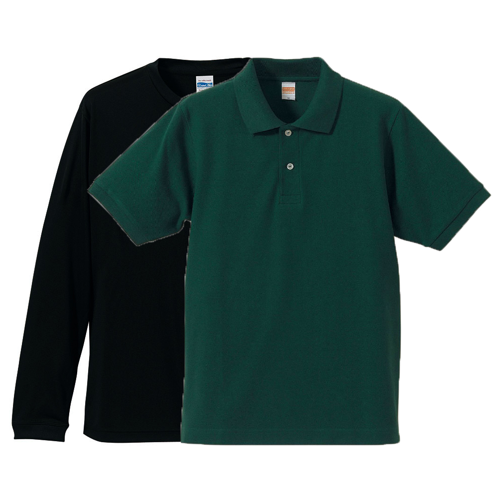 ユナイテッドアスレ ドライシルキータッチ長袖tシャツ 半袖ポロシャツ Bグリーン 重ね着コーデ Inner ブラック Outer ブリティッシュグリーン スポーツファッション通販 東京パワーステーションasap