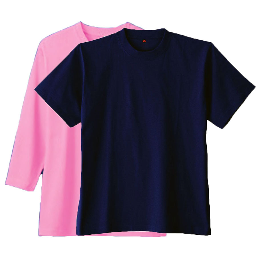 Soberry 6.2oz ヘビーウエイトTシャツ(半袖+七分袖)重ね着コーデ S～LLサイズ (半袖ネイビー+七分袖ピンク)
