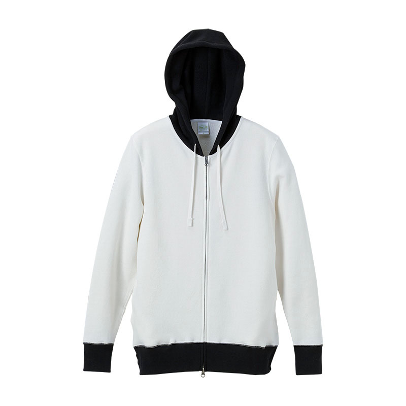 FF 8.4oz ファインフレンチテリースウェット カラーコンビネーションフルジップパーカー (バニラホワイト・ブラック)