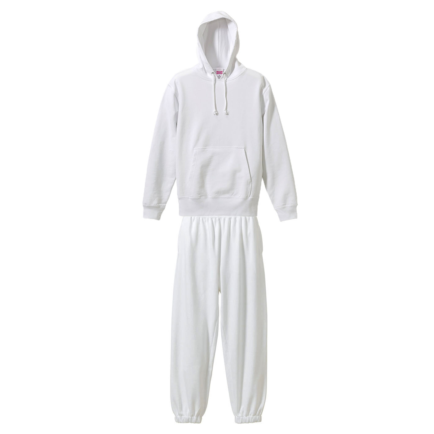 スウェット上下セットアップ(プルオーバーパーカー+ルーズパンツ Hip Hop) S～LL(XL) (上下ホワイト)