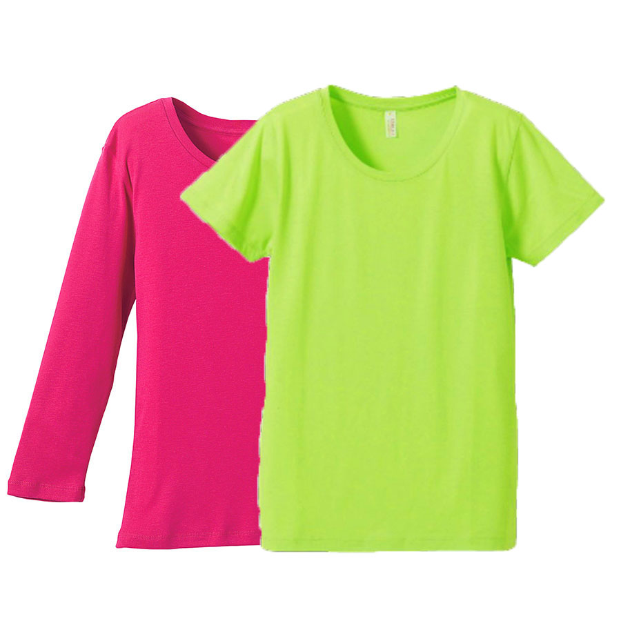 半袖ライムグリーン+七分袖トロピカルピンク