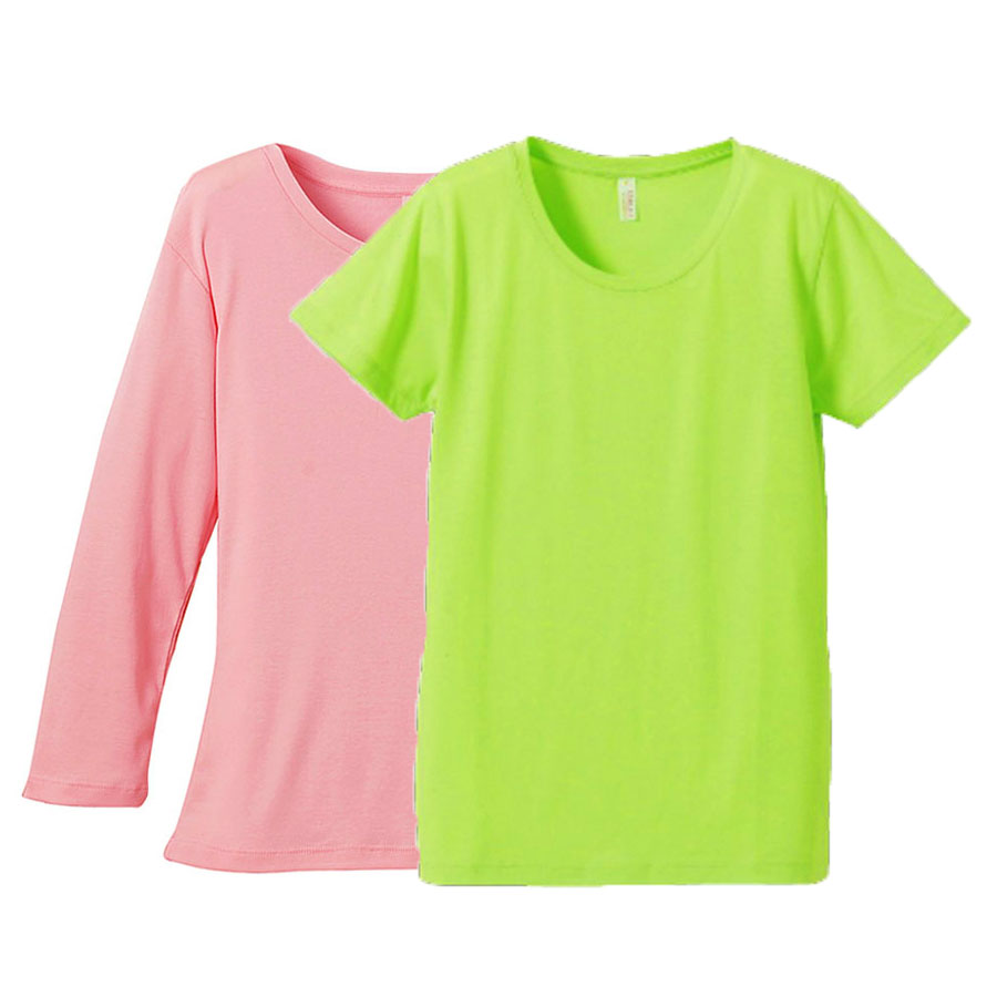 半袖ライムグリーン+七分袖ベビーピンク