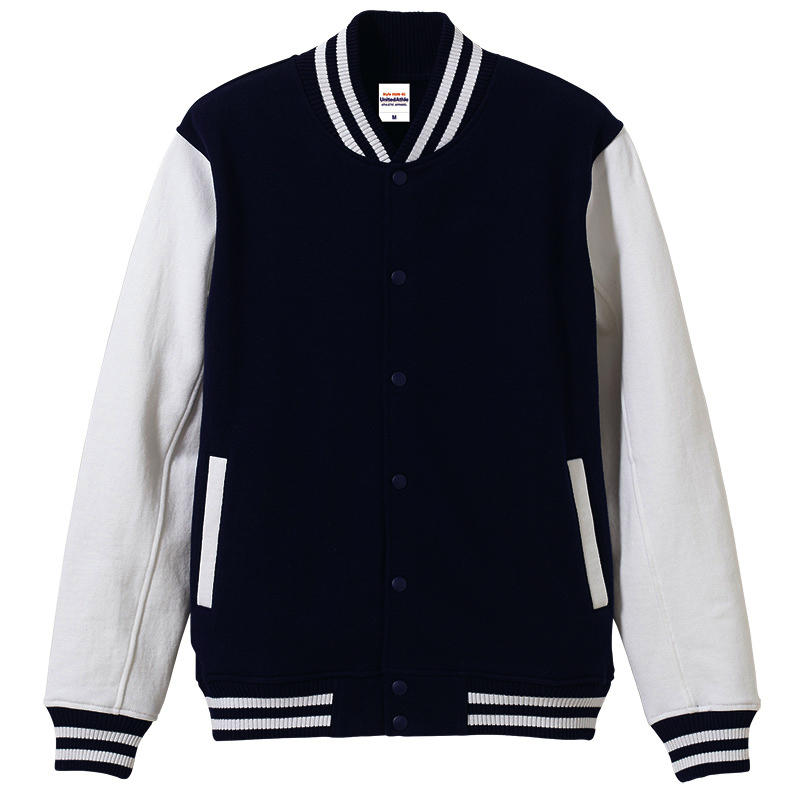 ヘビーウェイト 12.0oz スウェットスタジアムジャケット(裏起毛) S～LL(XL)サイズ (ネイビー・ホワイト)