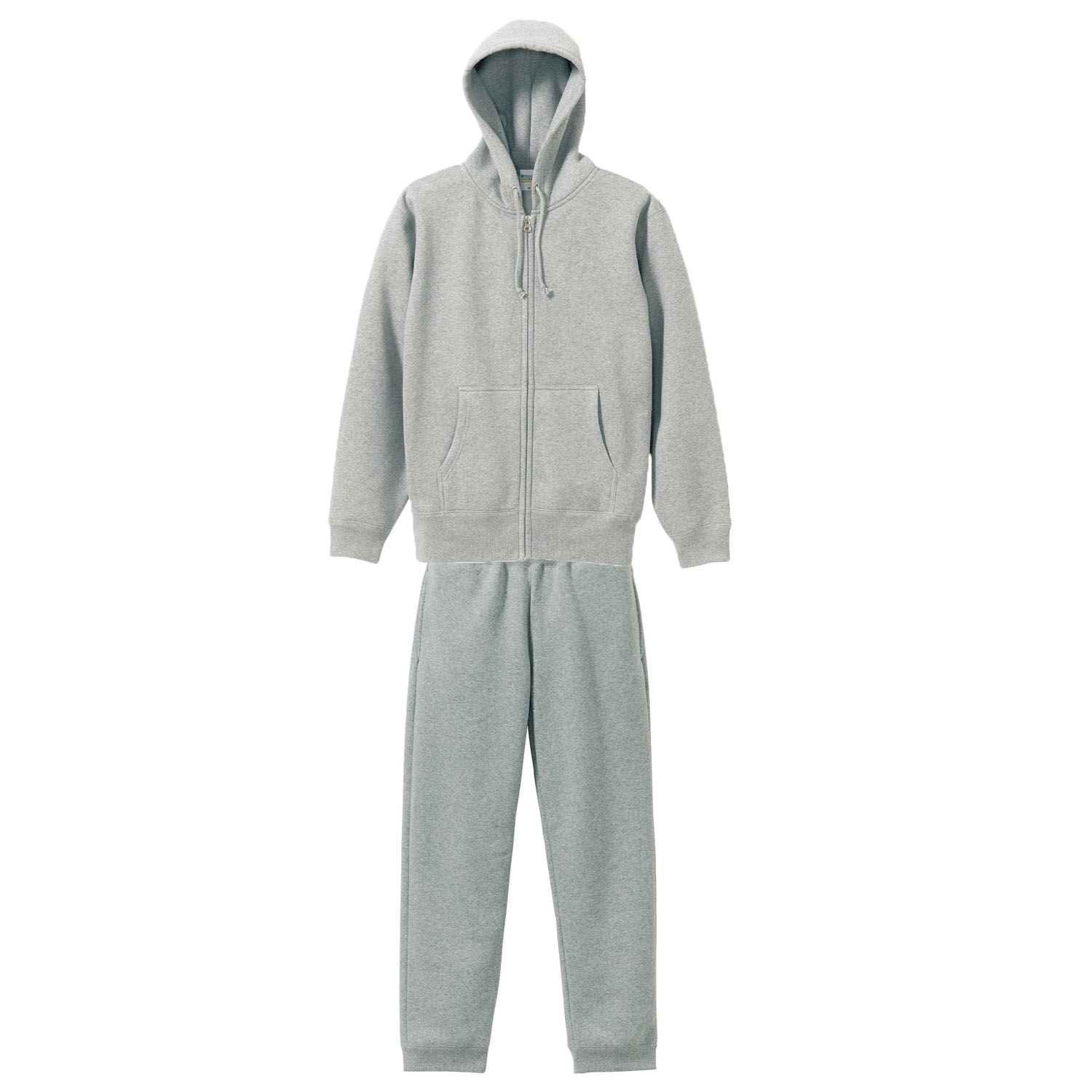 裏起毛スウェット上下セットアップ(フルジップパーカー+パンツ) 10.0oz ジュニアサイズ (ヘザーグレー)