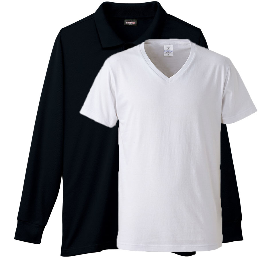 ブラック+Vネックインナー(白)