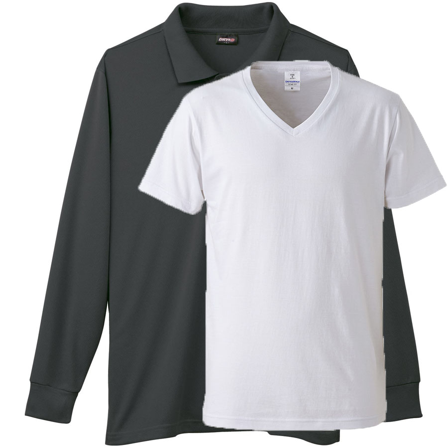 チャコールグレー+Vネックインナー(白)