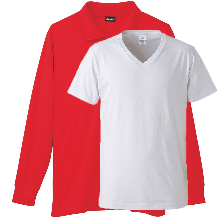 レッド+Vネックインナー(白)