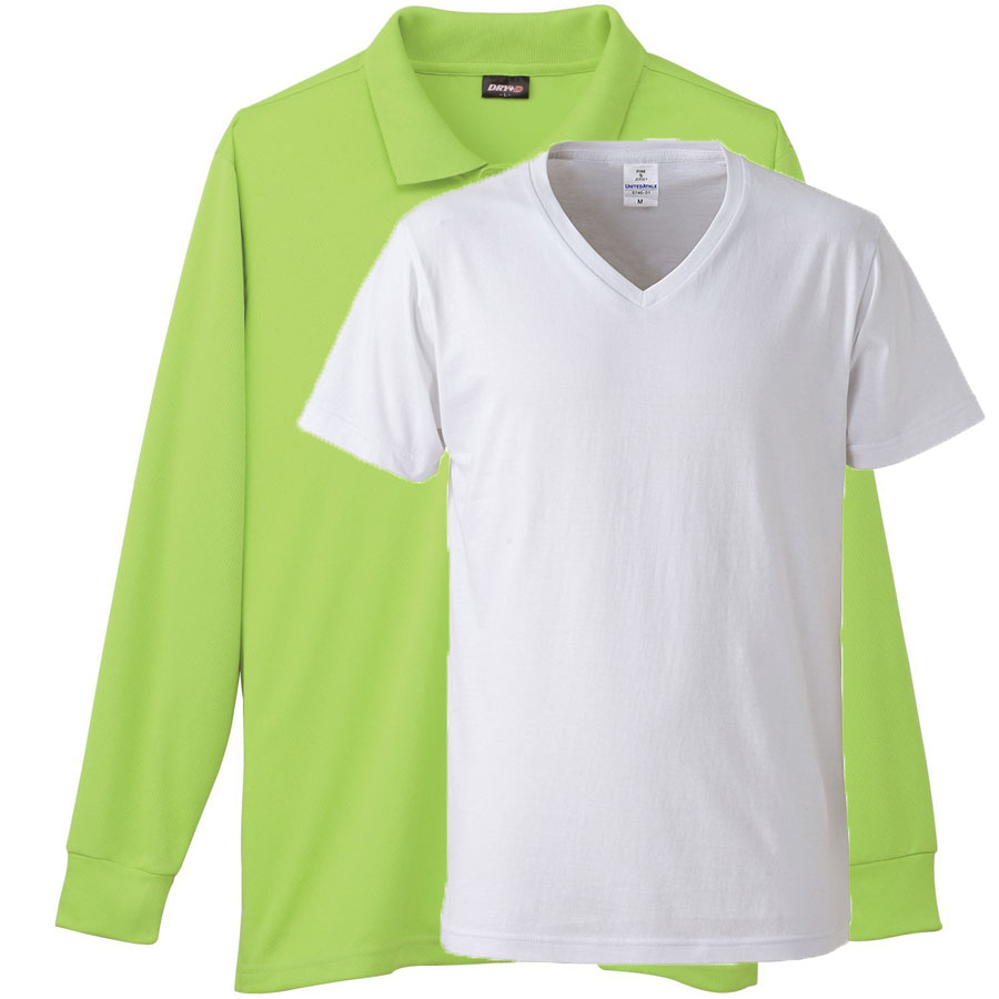 ライトグリーン+Vネックインナー(白)