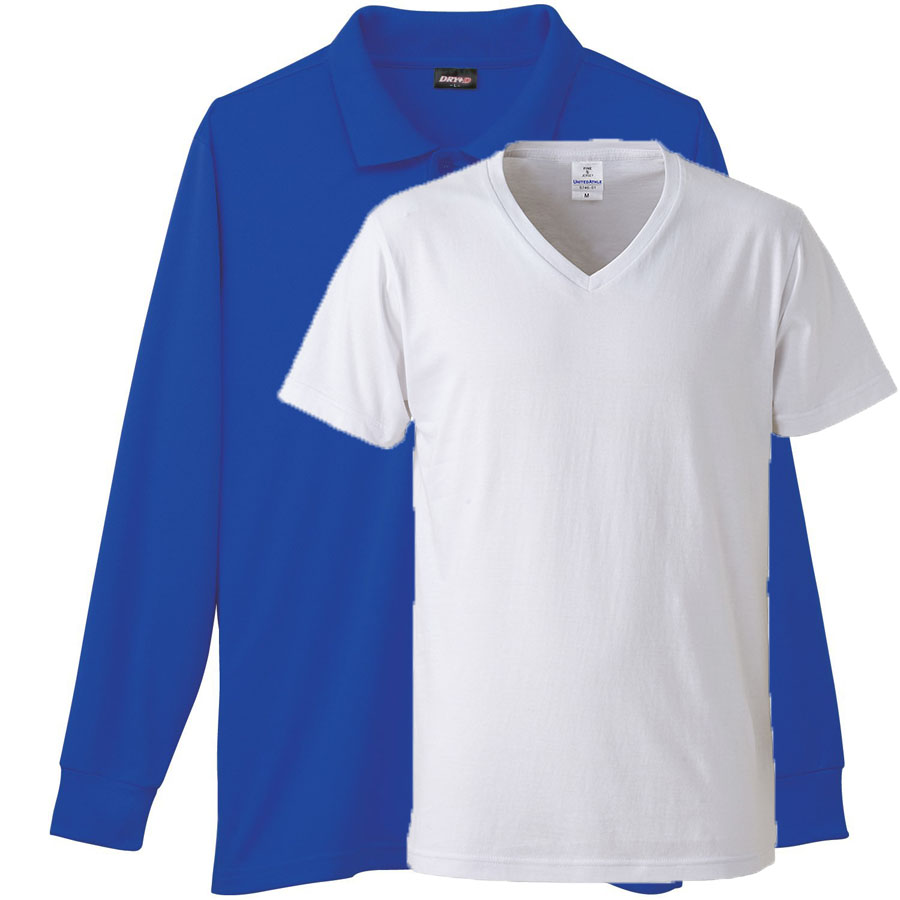 ロイヤルブルー+Vネックインナー(白)