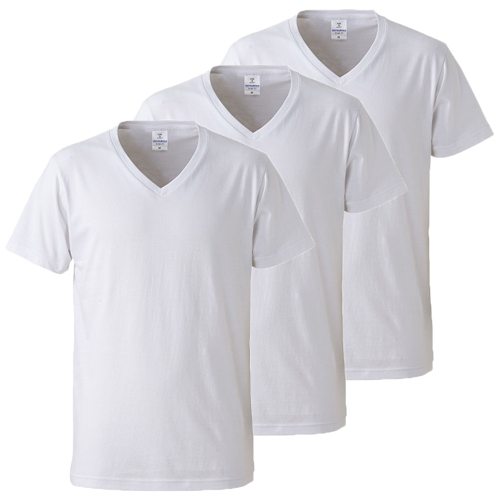 3days 4.7oz Vネック生活3日間 VネックTシャツ×3 S～LL(XL)サイズ (ホワイト×3)