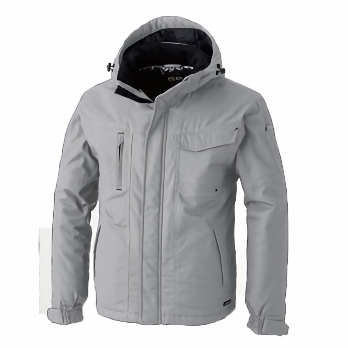 G.GROUND 背中アルミプリント防寒ブルゾン(ヘルメット専用着脱式フード) S～LL (グレー)