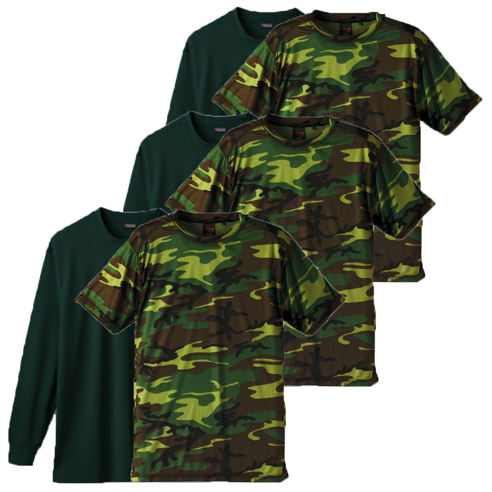 Operations for 3days. 重ね着コーデ(カモフラージュTシャツ+長袖Tシャツ)×3 ((ウッドランド(Outer)+アーミー(Inner))×3)
