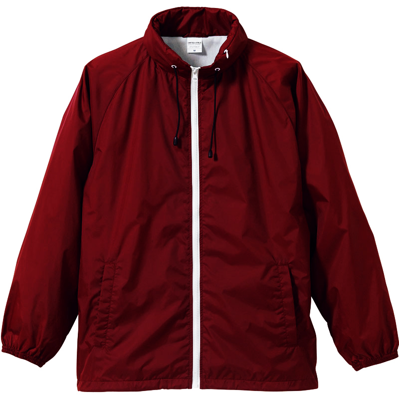 ユナイテッドアスレ フードイン ナイロンスタンドジャケット(裏地付き)  S～LL(XL)サイズ (バーガンディ・ホワイト)