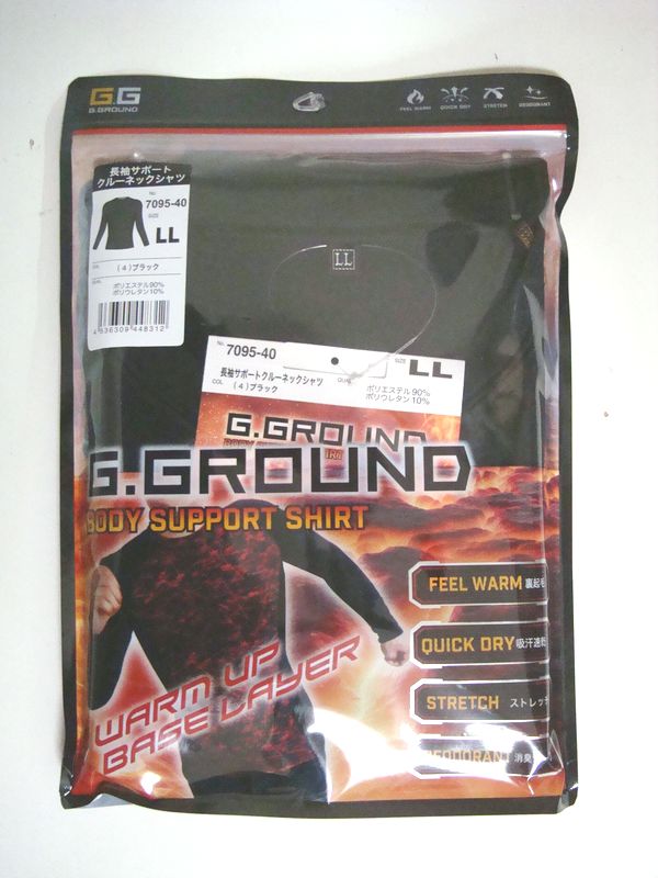 G.GROUND 5.2oz コンプレッションウェア 防寒(裏起毛)インナーシャツ