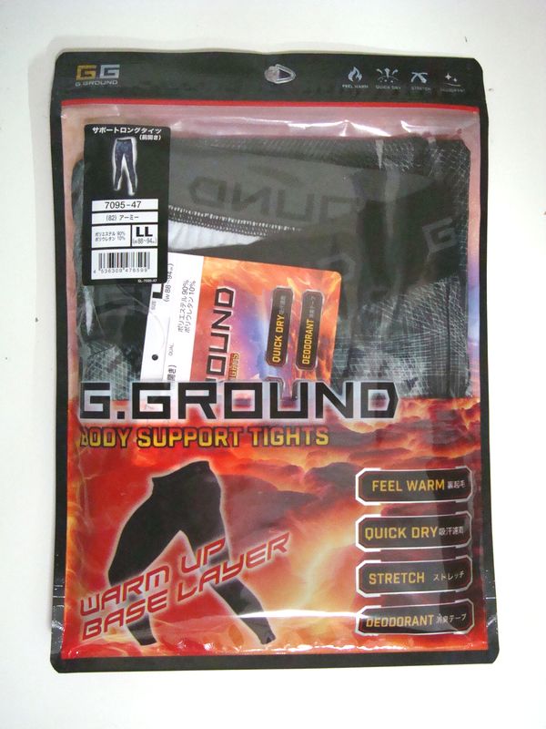 G.GROUND 5.2oz コンプレッションウェア 防寒(裏起毛)インナーパンツ メンズ