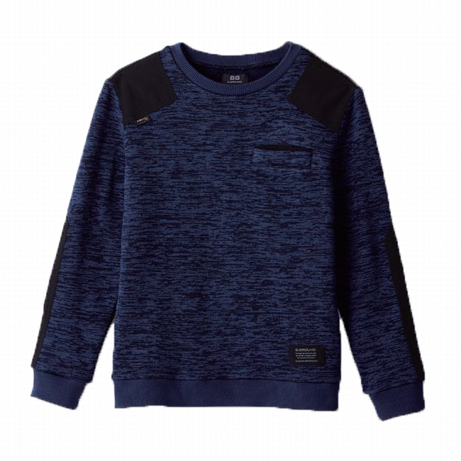 G.GROUND 裏フリース素材で暖かいCORDURA補強布付きのミリタリー調セーター (ネイビー)