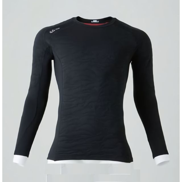 G.G. 裏起毛で暖かいコンプレッションシャツ(ピンソニックキルト仕様・中綿入り) (ブラック)