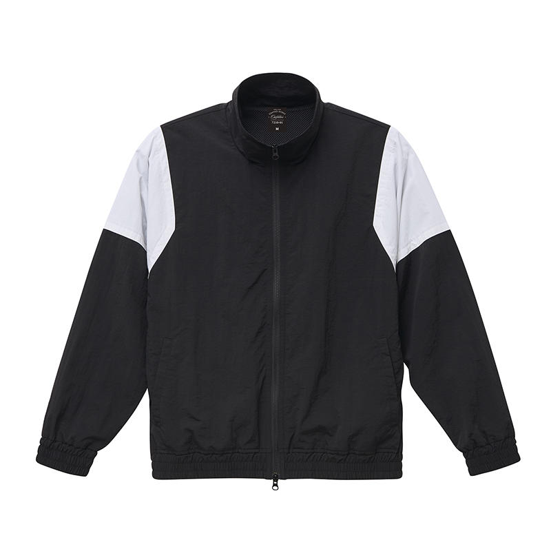 UNITED ATHLE Outfitters コットンライク ナイロン トラック ジャケット (ブラック・ホワイト)