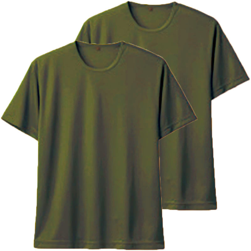 薄手半袖Tシャツ2枚組パッケージ(吸汗速乾+デオドラント) 3.4oz M～3Lサイズ (アーミー)