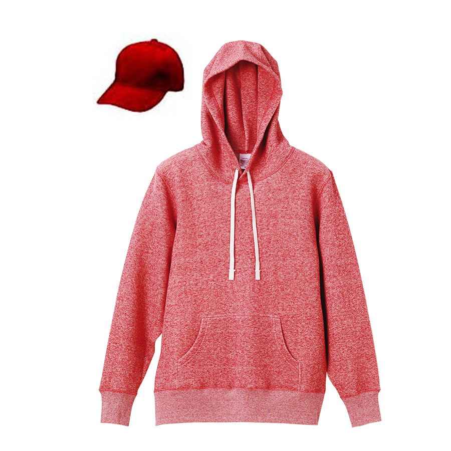 ヴィンテージへザーレッド+(帽子)レッド・ホワイト