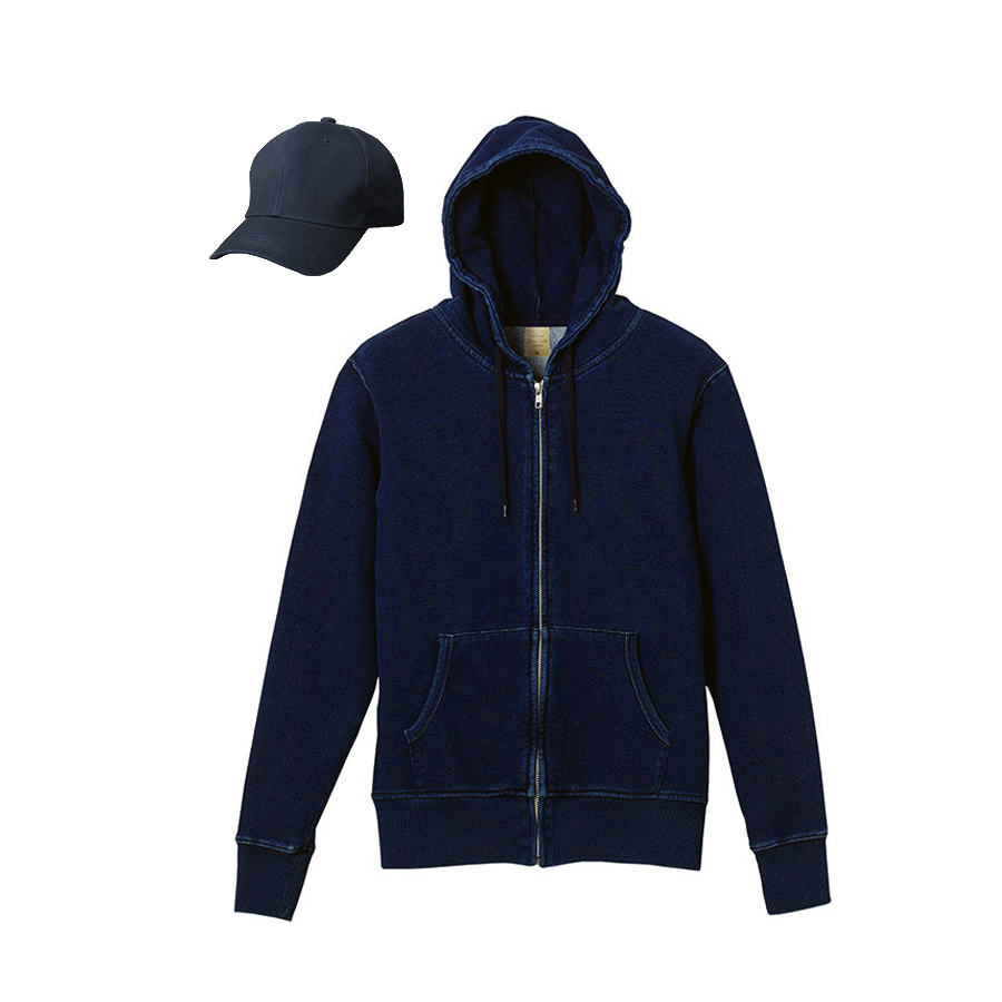 ワンウォッシュ+帽子(ネイビー)