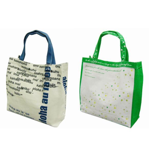 [ミカサ]MIKASA トートバッグ(キャンバス素材) もってeco 2トートバッグアソート (シロ(aloha) + グリーン(clover))