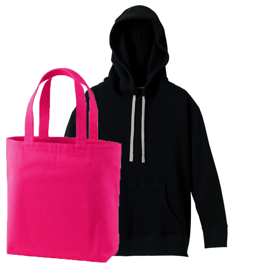 FF レディースプルオーバーパーカー(ブラック)+トートバッグ コーデ学割セットアップ