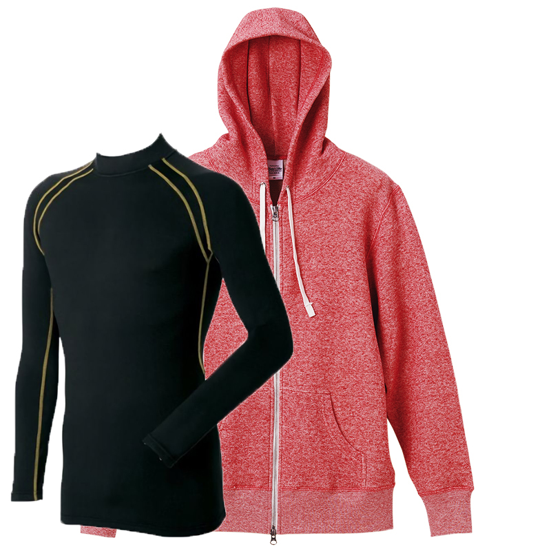 防寒ジョギング学割セット 8.4oz フルジップパーカー+裏起毛コンプレッションインナー