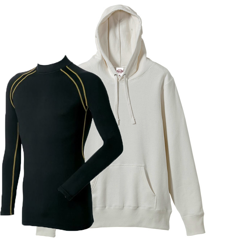 防寒ジョギングセットアップ 8.4oz プルオーバーパーカー+裏起毛コンプレッションインナー