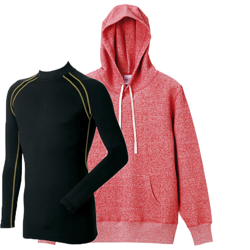 防寒ジョギング学割セット 8.4oz プルオーバーパーカー+裏起毛コンプレッションインナー