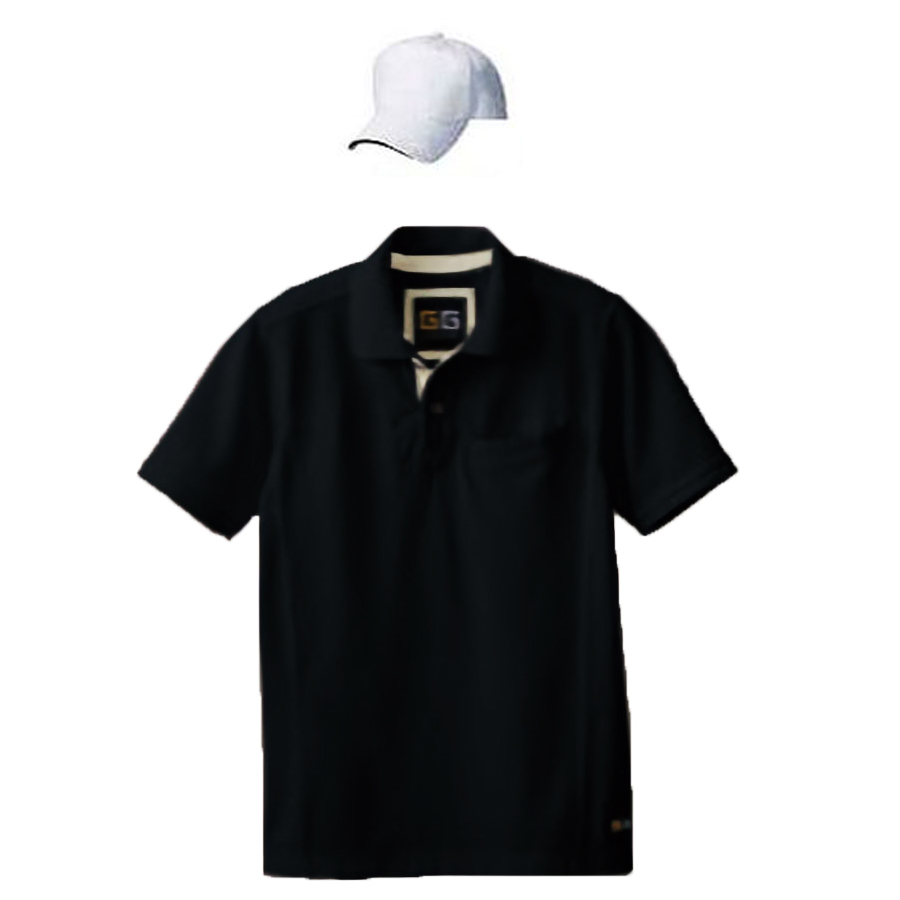 G.GROUNDゴルフウェアコーデ 6.9oz 半袖鹿の子ポロシャツ+コットンキャップ M～3L