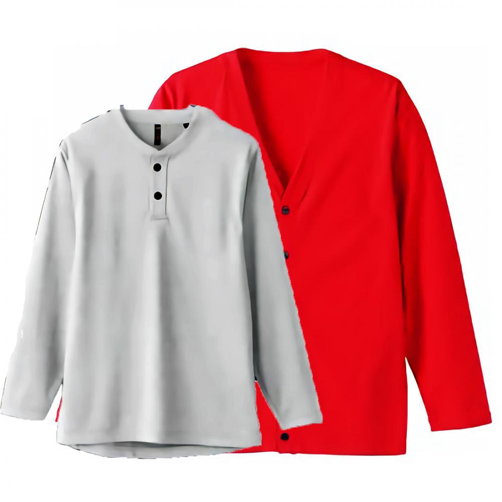 G.GROUND 6.5oz 長袖ヘンリーネックシャツ+コットンカーディガン コーディネート