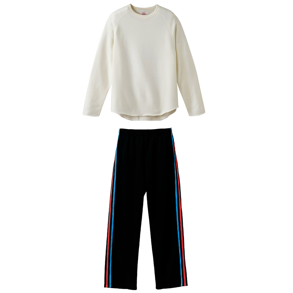 クルーネックスウェット+ジャージロングパンツ(ブラック・ターコイズブルー・トロピカル)上下学割セット