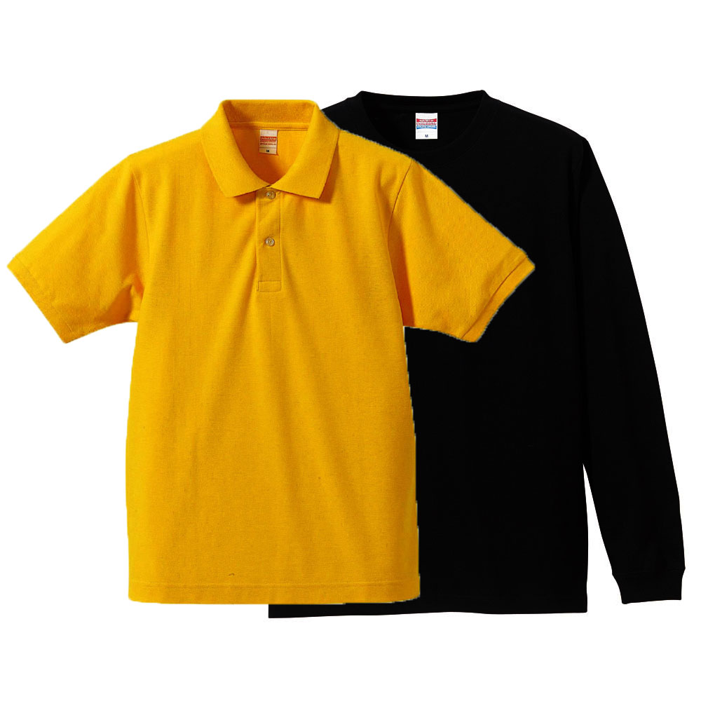 ユナイテッドアスレ 長袖Tシャツ(袖口リブ)+半袖ポロシャツ 重ね着コーデ Lサイズ