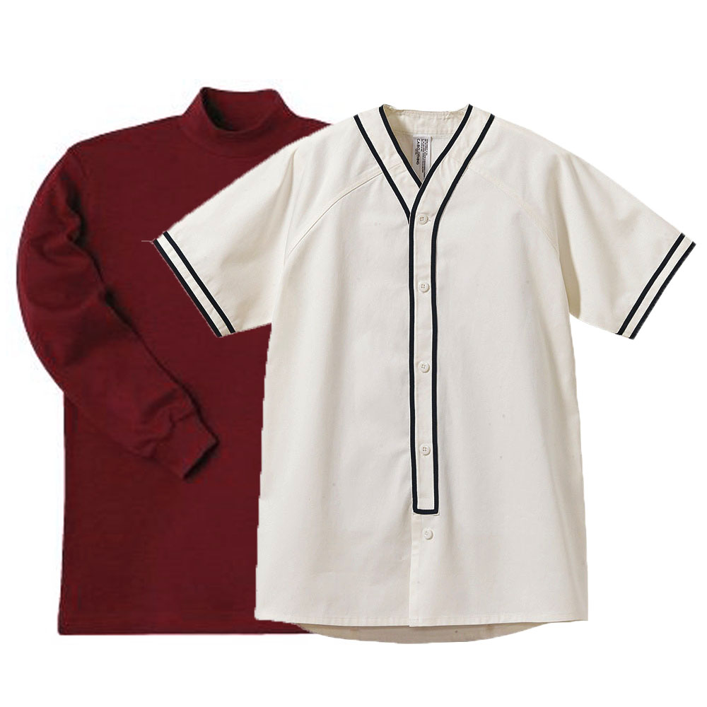 C.A.B.CLOTHING(キャブ・クロージング) ベースボールシャツ+長袖ハイネック コーデ