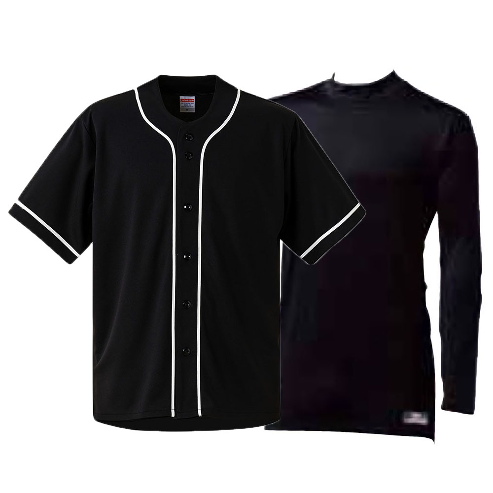 ユナイテッドアスレ ベースボールシャツ+背メッシュ長袖サポートローネックシャツ