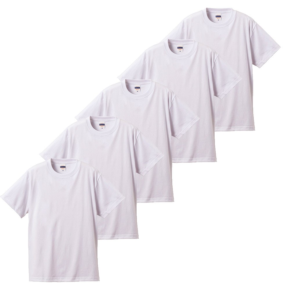 Delawear_5days 6.2oz 厚手ホワイト(白)Tシャツ×5 Mサイズ 学割セット