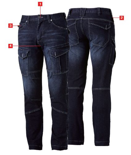 G.GROUND 9.7oz ストレッチデニムカーゴパンツ(ワンウォッシュ) S～LLサイズ