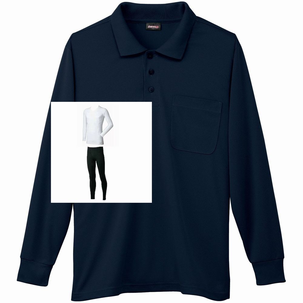 防寒ゴルフウェア3点セット 裏起毛で暖かいコンプレッションインナー上下+ポロシャツ