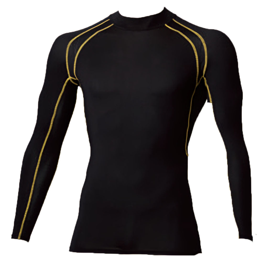 長袖サポートローネックシャツ(メッシュ&吸汗速乾&消臭テープ) S～3Lサイズ