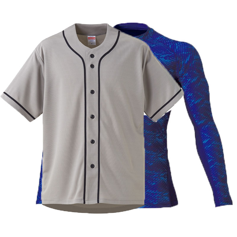 メッシュ on メッシュ 重ね着コーデ クールダウン長袖サポートシャツ+ベースボールシャツ