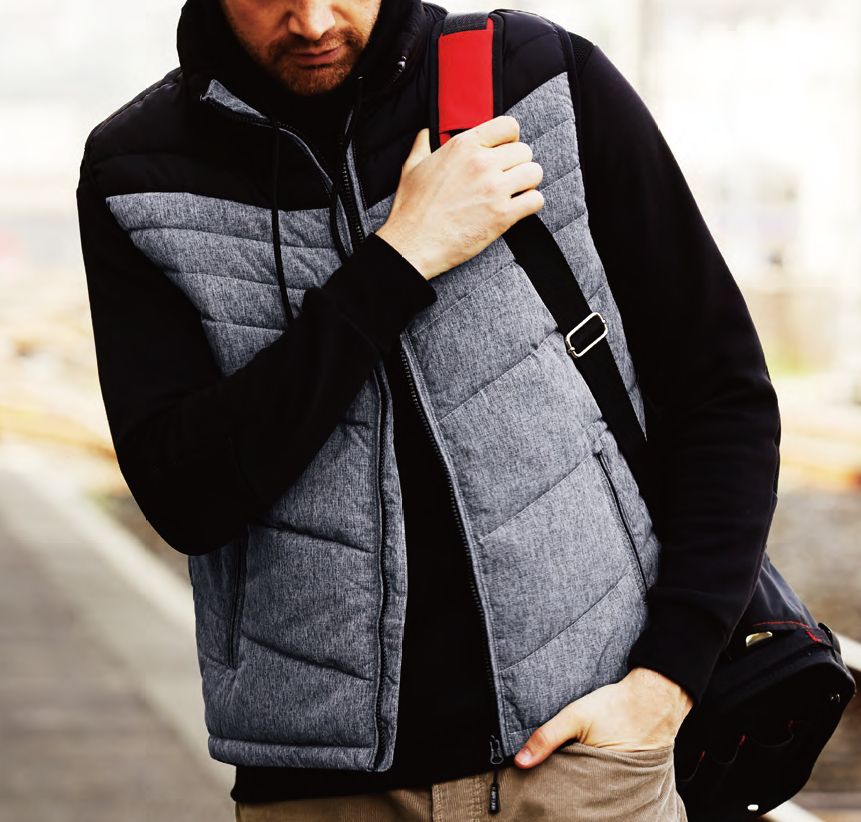 G.GROUND重ね着コーデ 防寒ベスト(衿フリース・撥水)+厚手の長袖Tシャツ M～LL