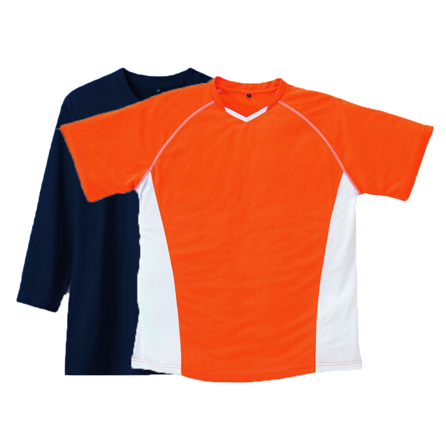 重ね着コーデ ツートンカラー半袖Tシャツ+七分袖ヘビーウエイトTシャツ S～3L